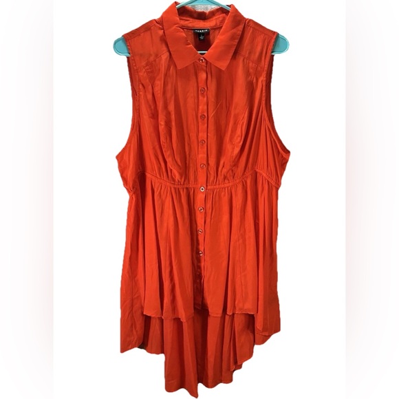 NWT Torrid Poplin High Low Button Front Babydoll Top Fiery Red Women’s Plus 2X - Picture 3 of 10